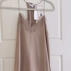 Cami nyc silk champagne racer tank xs NWT